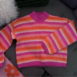 Striped Pink and Orange Women's Sweater